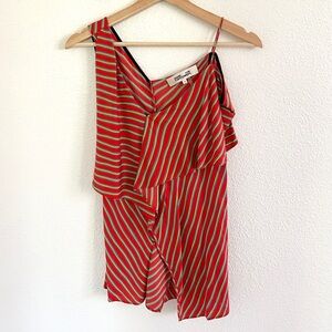 DIANE VON FURSTENBERG re striped silk asymmetrical tank top / size S